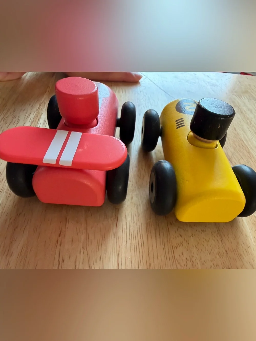 ($5 when bundled) FAO Schwarz Wooden Race Car Toy Set - used